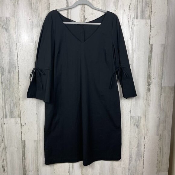 Lafayette 148 midi dress keyhole sleeves with ties black size M event party - Picture 1 of 6